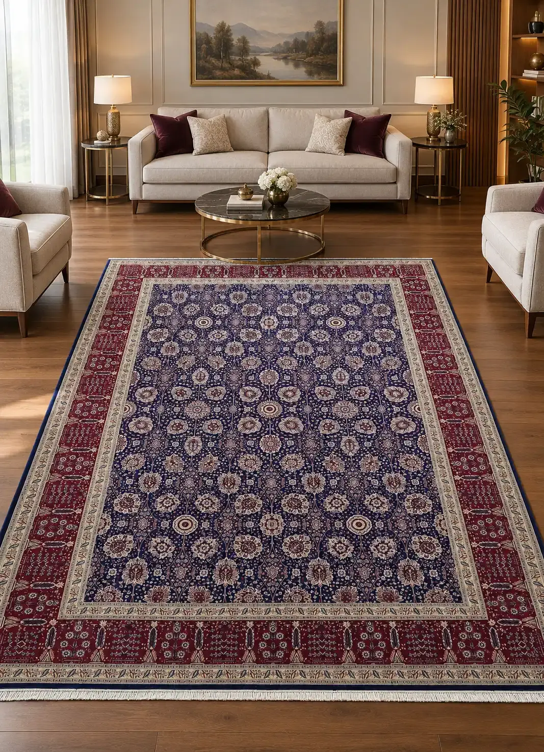 فرش ماشینی نقش افشان کلاسیک تراکم 3600 و 1200شانه کد 417