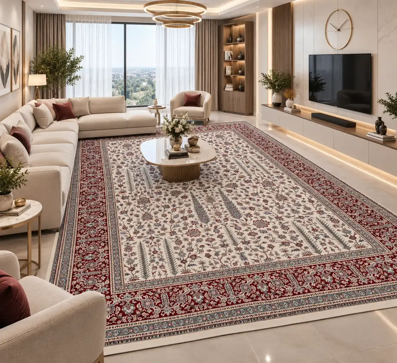 فرش ماشینی نقش افشان کلاسیک تراکم 3600 و 1200شانه کد 418